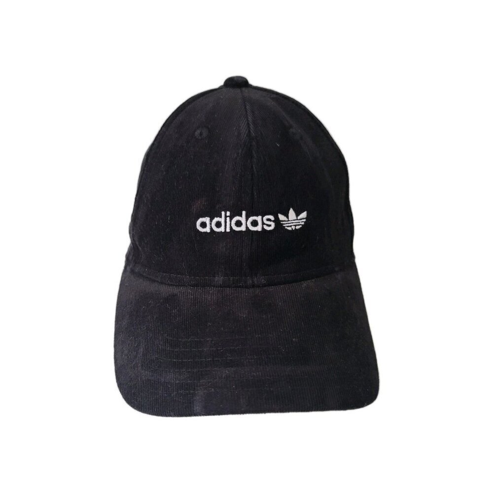 Adidas Baseball Hat Snapback Corduroy Trefoil Black & White Dad Hat Embroidered